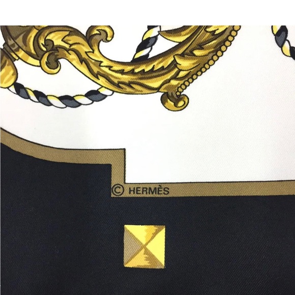 HERMES LES CLES Carre 90 Multicolor Silk 100% Scarf - Picture 6 of 8